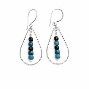 HK948 S925 Blue Tourmaline Dangle Earrings